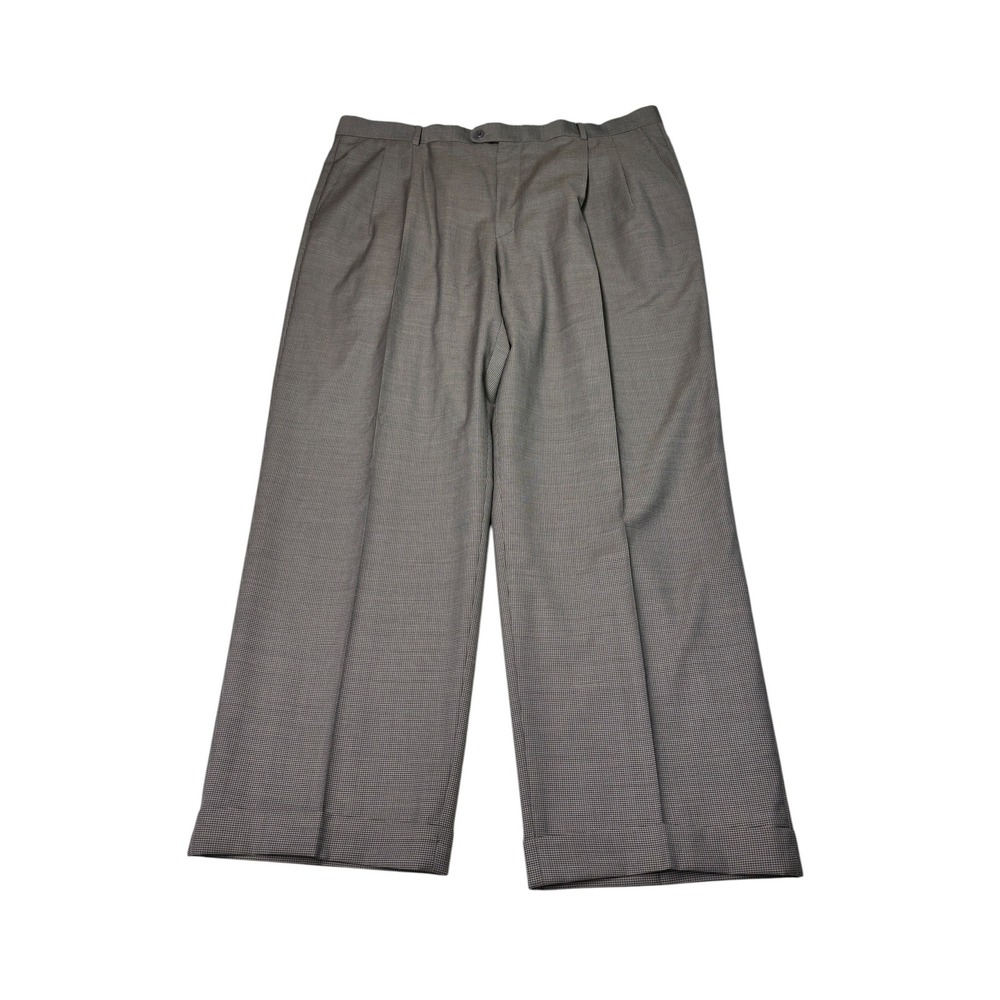 Zanella Nordstrom Austin Pleated Wool Trousers Grey Houndstooth Italy Mens 42x31